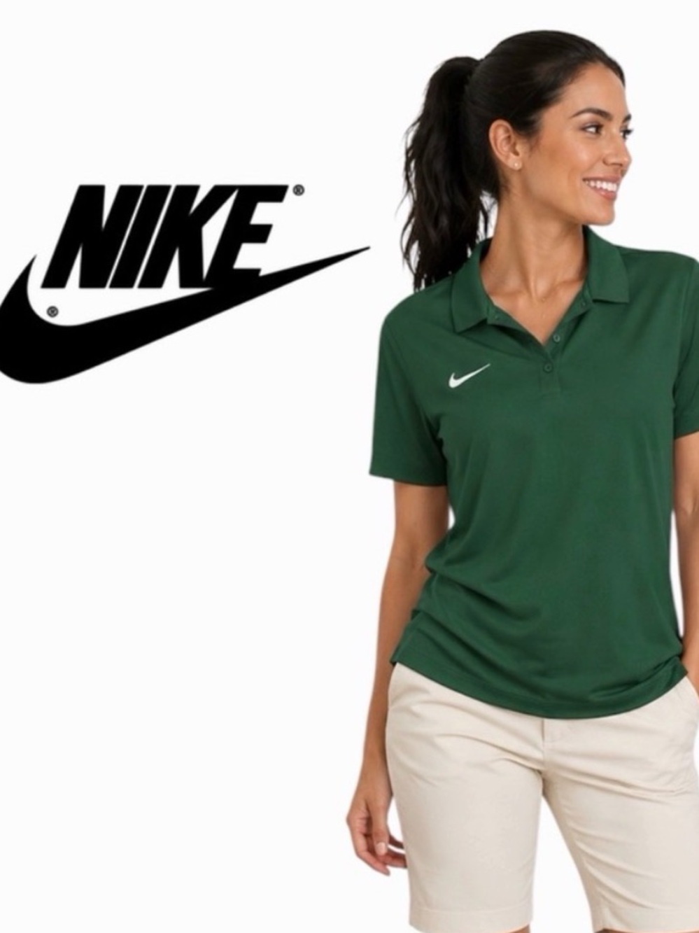 NIKE Dri-FIT Hunter Green Performance Polo Shirt